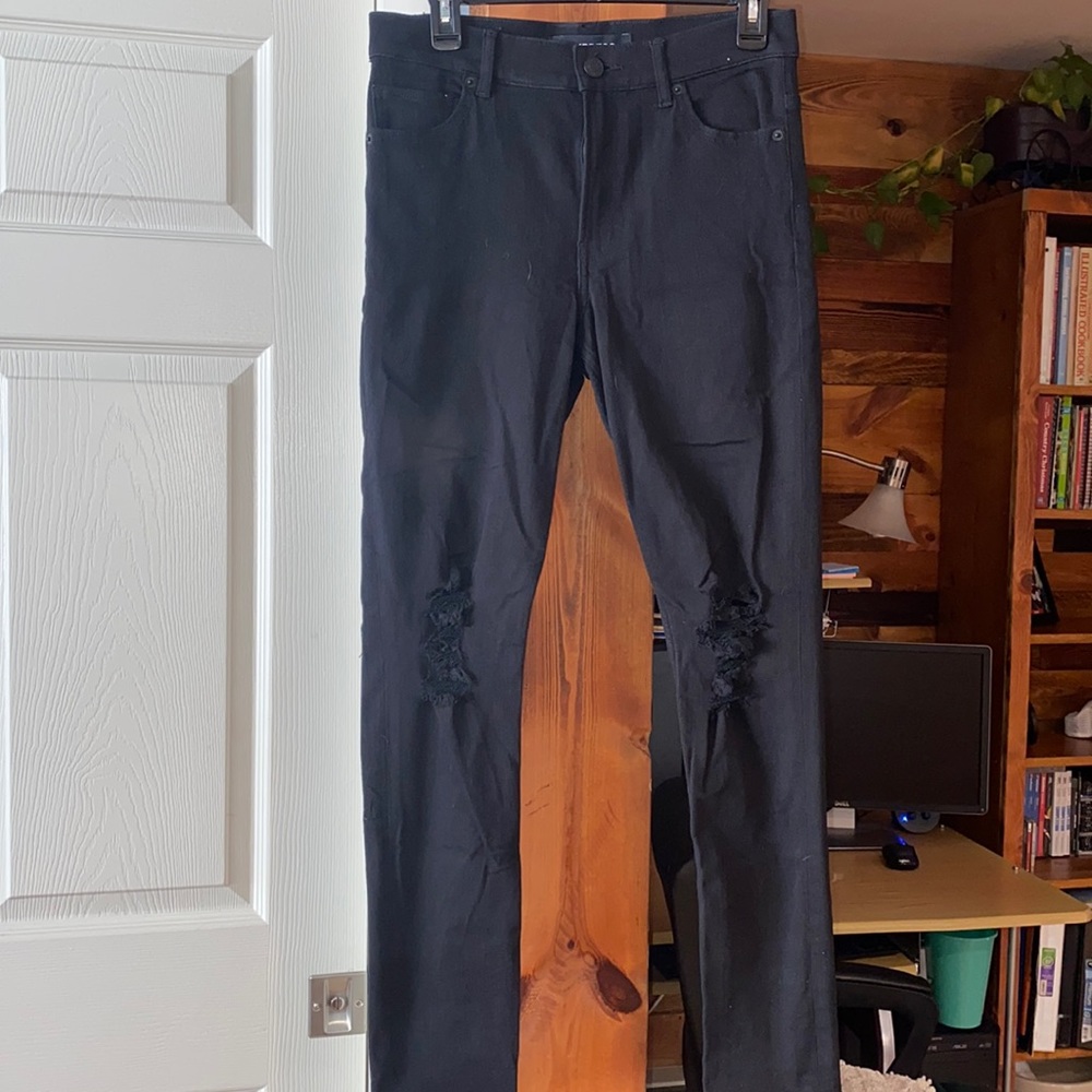 Express black distressed jeans
